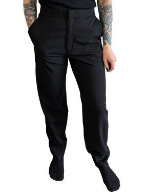 COS Two-Tone Wool Cotton Blend Jogger Pant in Black and Navy | XS